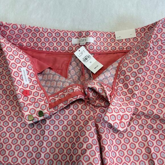 LOFT Jacquard Knit Riviera Shorts(2) Aztec Geometric Pattern Navy Pink Size 10 - Picture 13 of 16